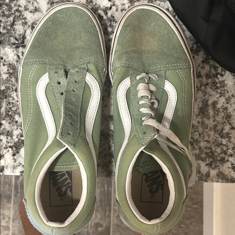 Vans Classic Green and White Sneakers